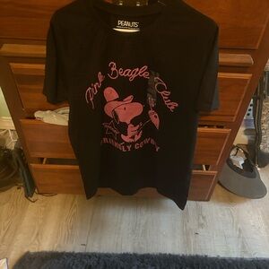 Peanuts Black T-Shirt with Pink Graphic